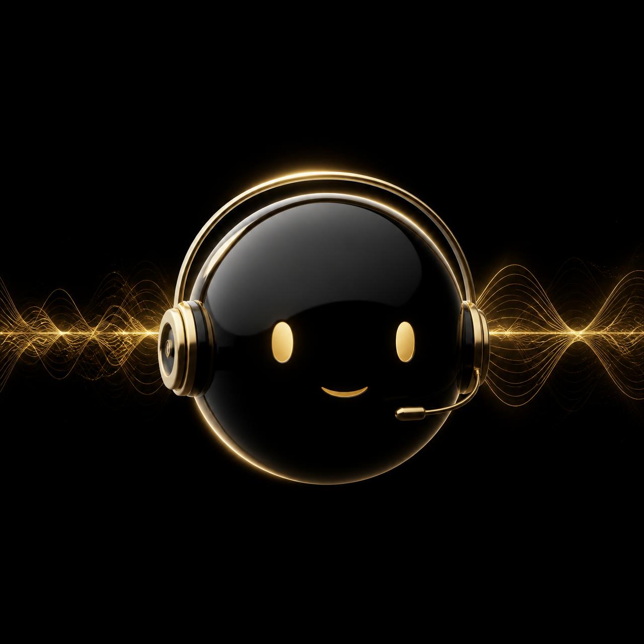 AI voice assistant with gold waveform
